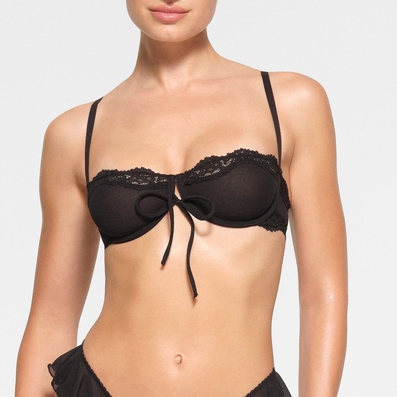 SKIMS Other - SKIMS Summer Mesh lace Balcon net bra ONYX 40DDD 40F Black